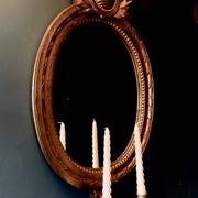 Vintage Swedish Rococo Style Wall Mirror in Gold frame with 2 candle sticks 50s