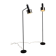 Pair of floor lamps in black metal with brushed aluminum shades, 1970s