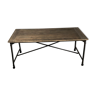 Table d'atelier en fer et plateau bois ancien