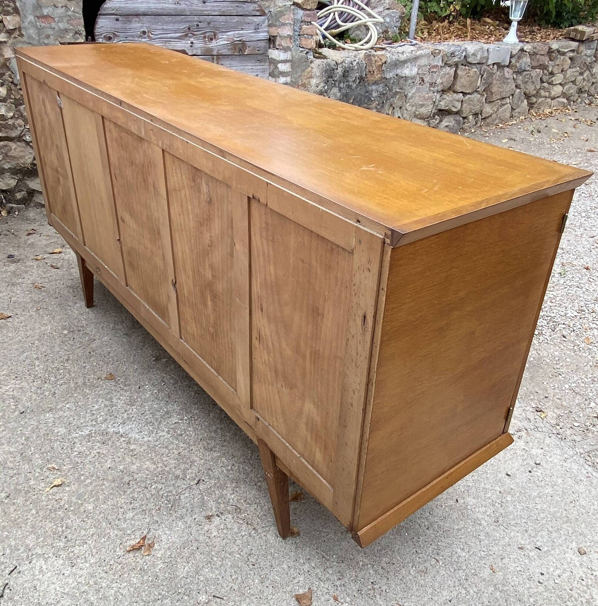 Sideboard very buffet type Scandinavian in raw pear wood 1950.