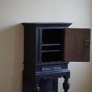 Antique black painted wardrobe from the 18th century by a Danish cabinetmaker, baroque.
