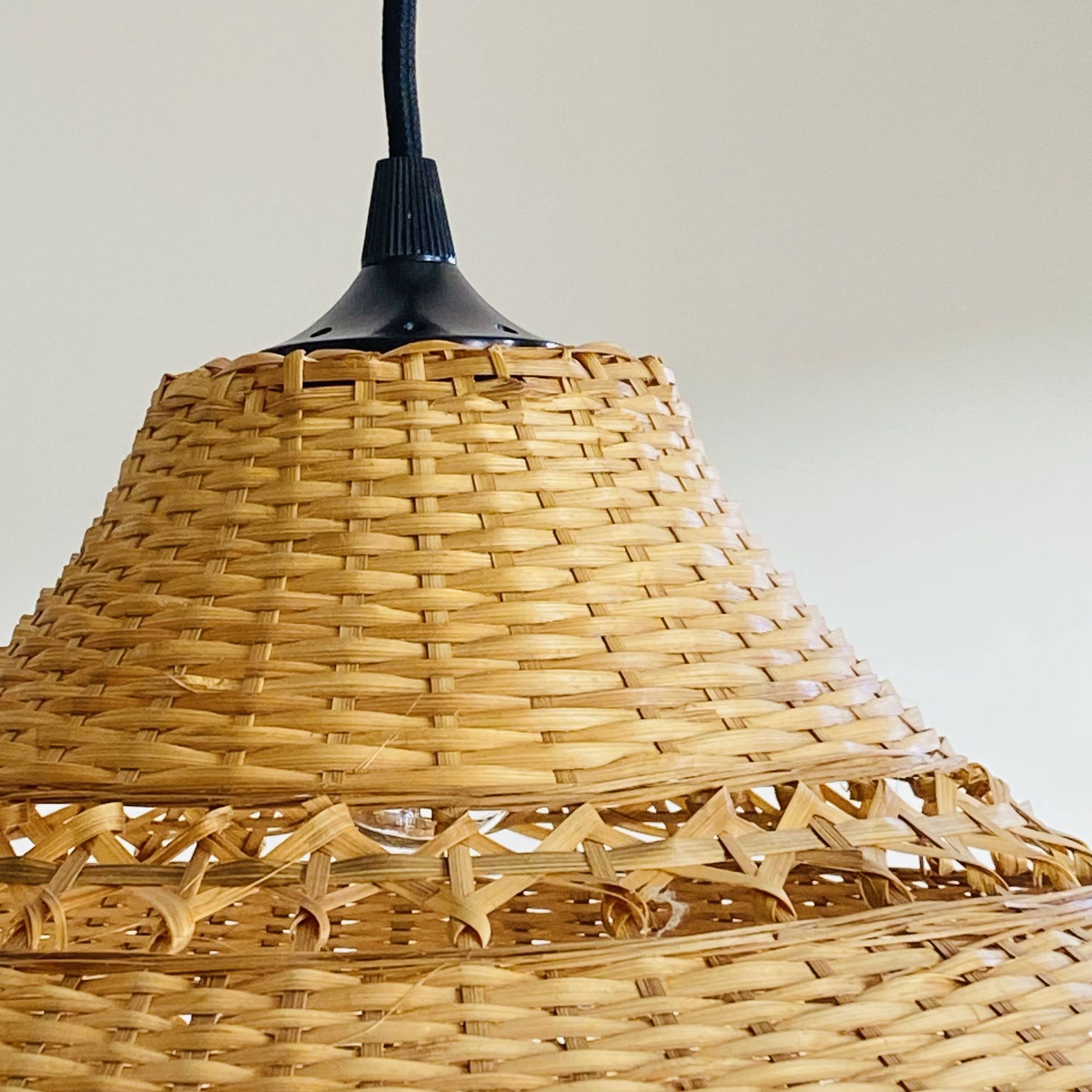 Very large vintage rattan pendant light.