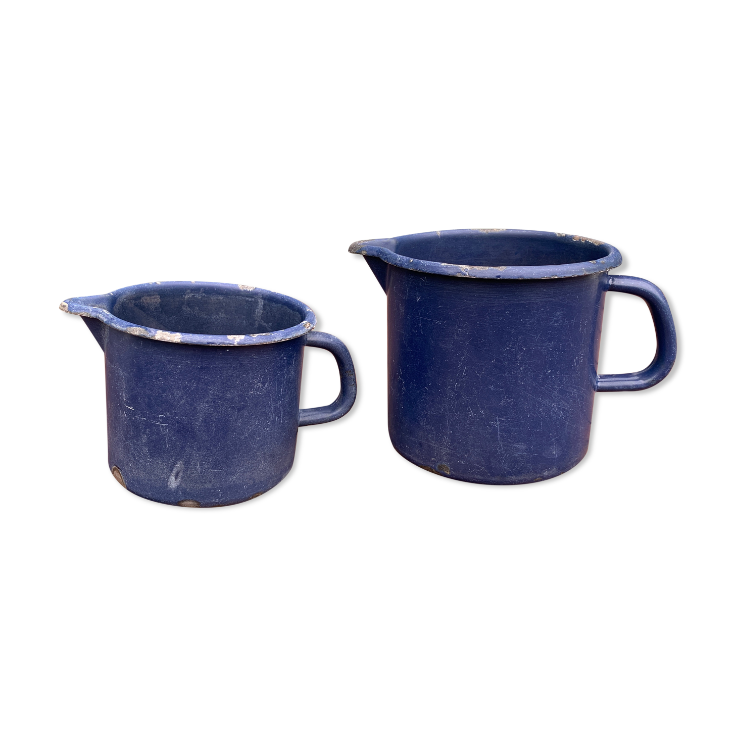 Pair of blue enamelled broc