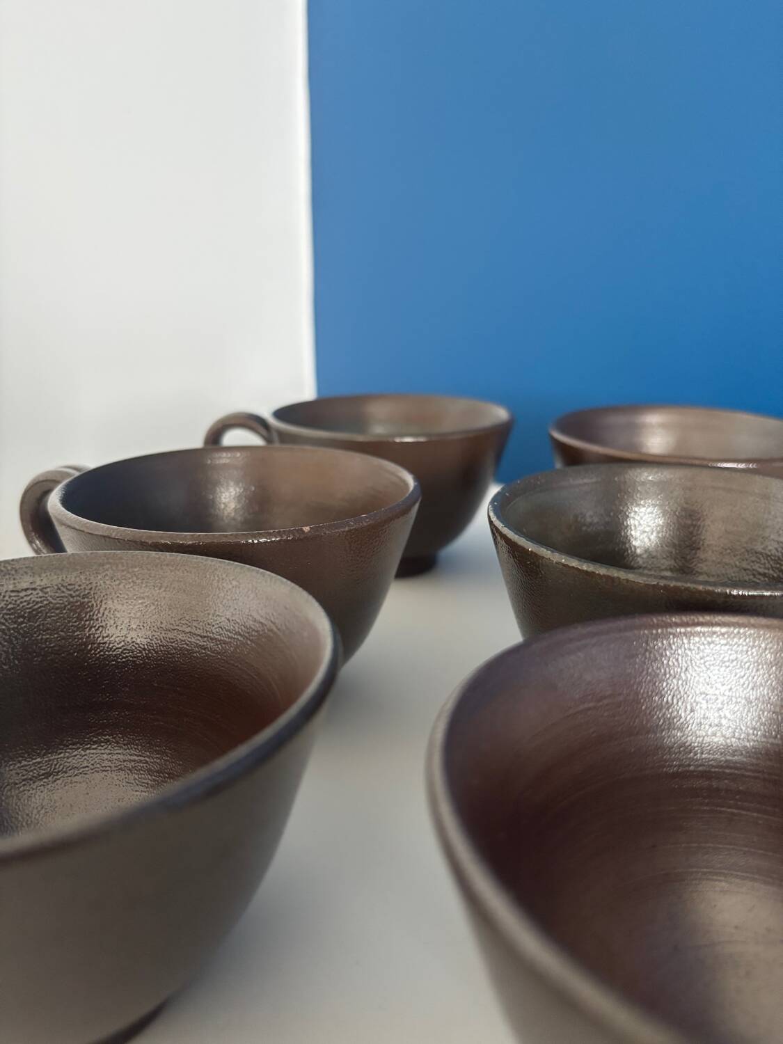 Lot de 6 tasses en céramique vintage - tasse en grès couleur chocolat
