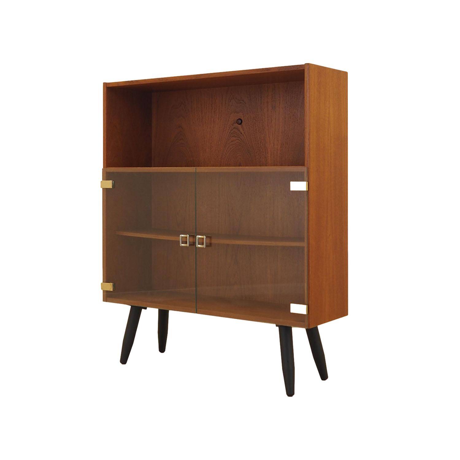 Teak display cabinet with glass doors, Denmark, 1970s