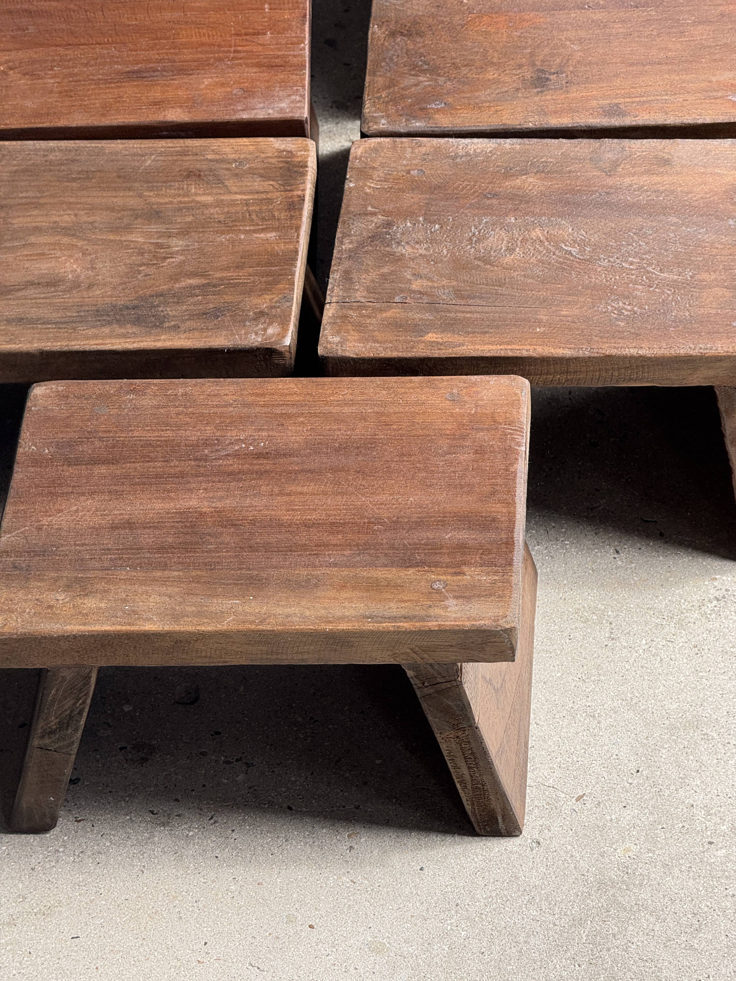 Small stool, auxiliary teak stool, Indonesian footrest H15