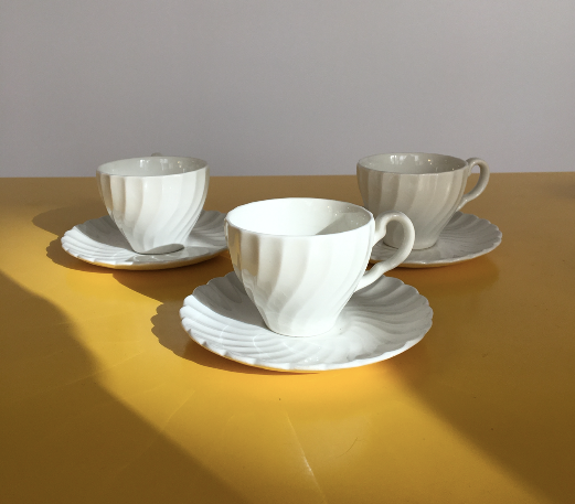 Series of 6 white ceramic cups