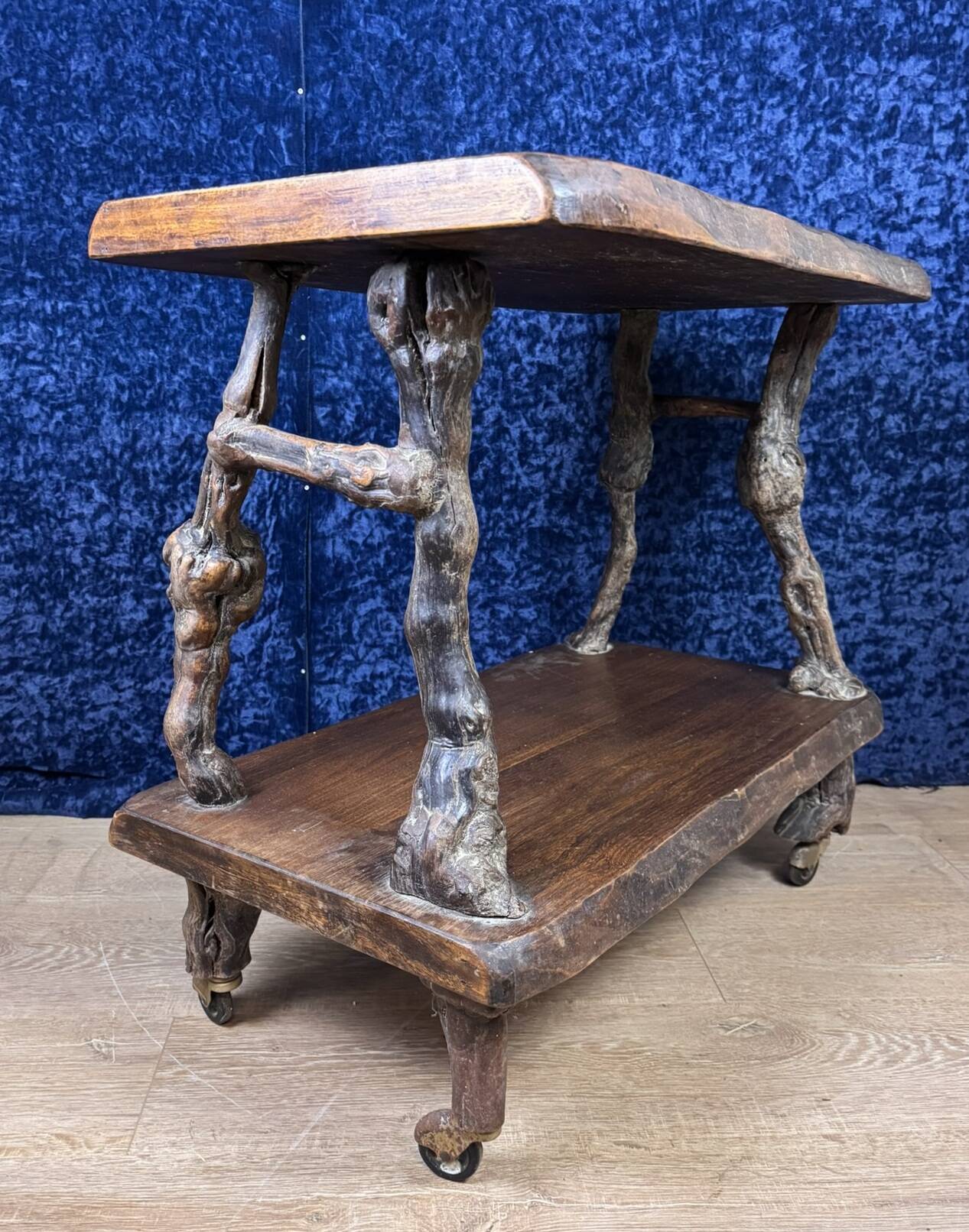 20th century folk art work: Rare serving cart