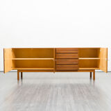 Vintage walnut wood row, restored, 220cm