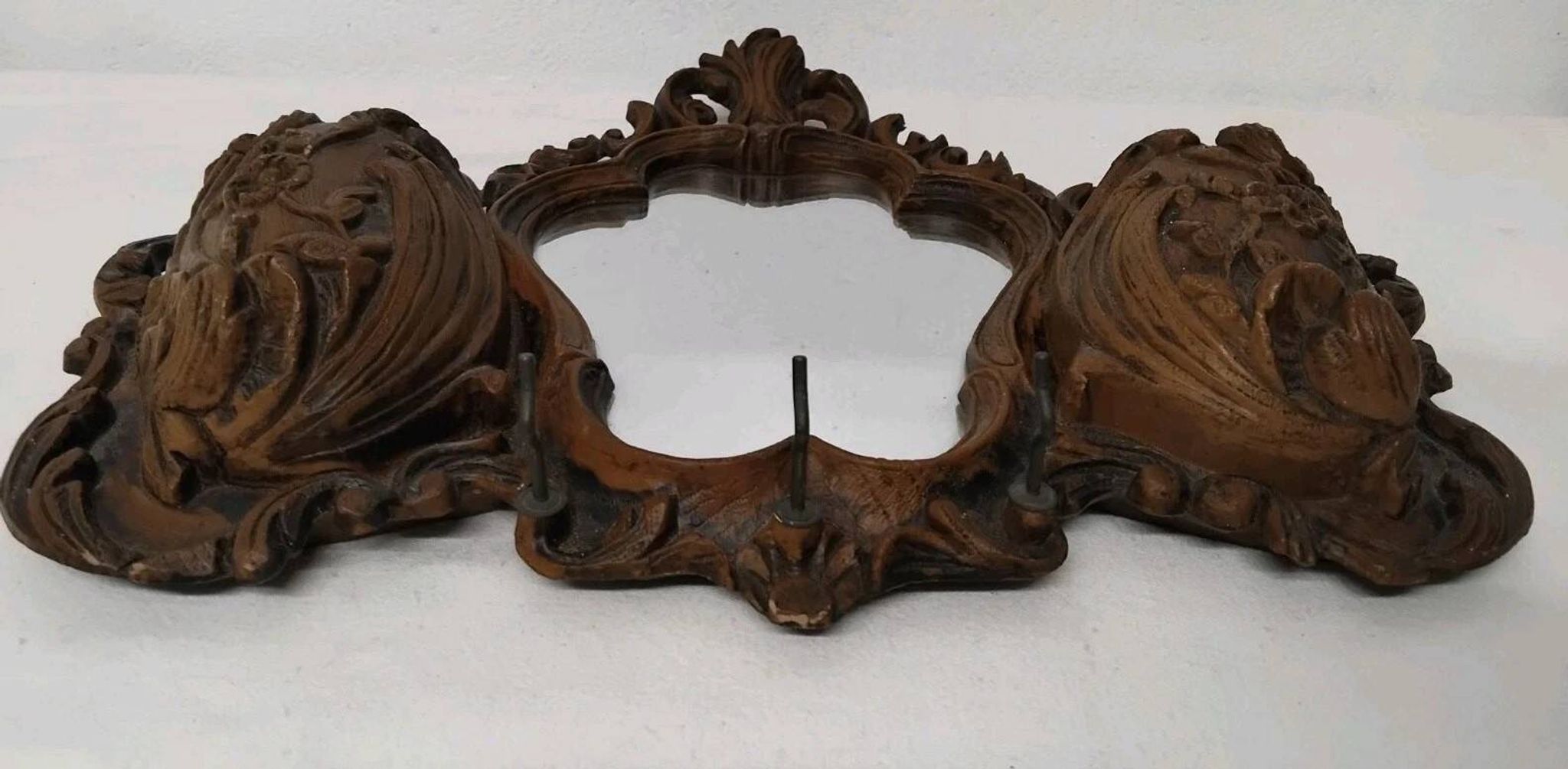 Ancien Miroir Mural Vintage Avec Rangement Imitation Bois
