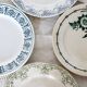 4 mismatched white and green ironstone dessert plates Arabesque set
