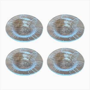 Set of 4 vintage Swedish glass bowls with floral design by Ann Wärff for Kosta Boda.