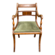English Regency office chair in solid wood and green velvet