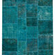 Handwoven oriental overdyed 171 cm x 243 cm turquoise patchwork carpet
