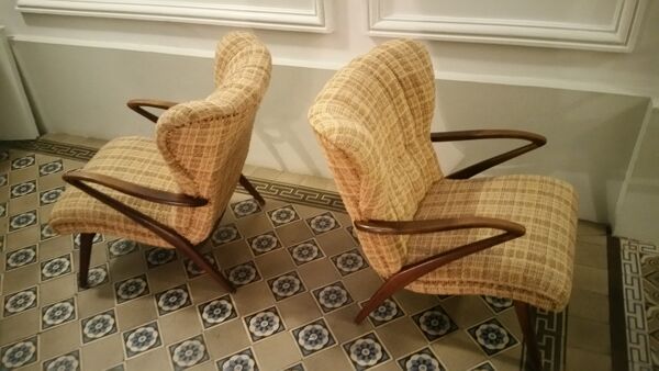 Paire de fauteuil Zig Zag vintage année 50 60