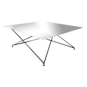 Square chrome and glass coffee table
