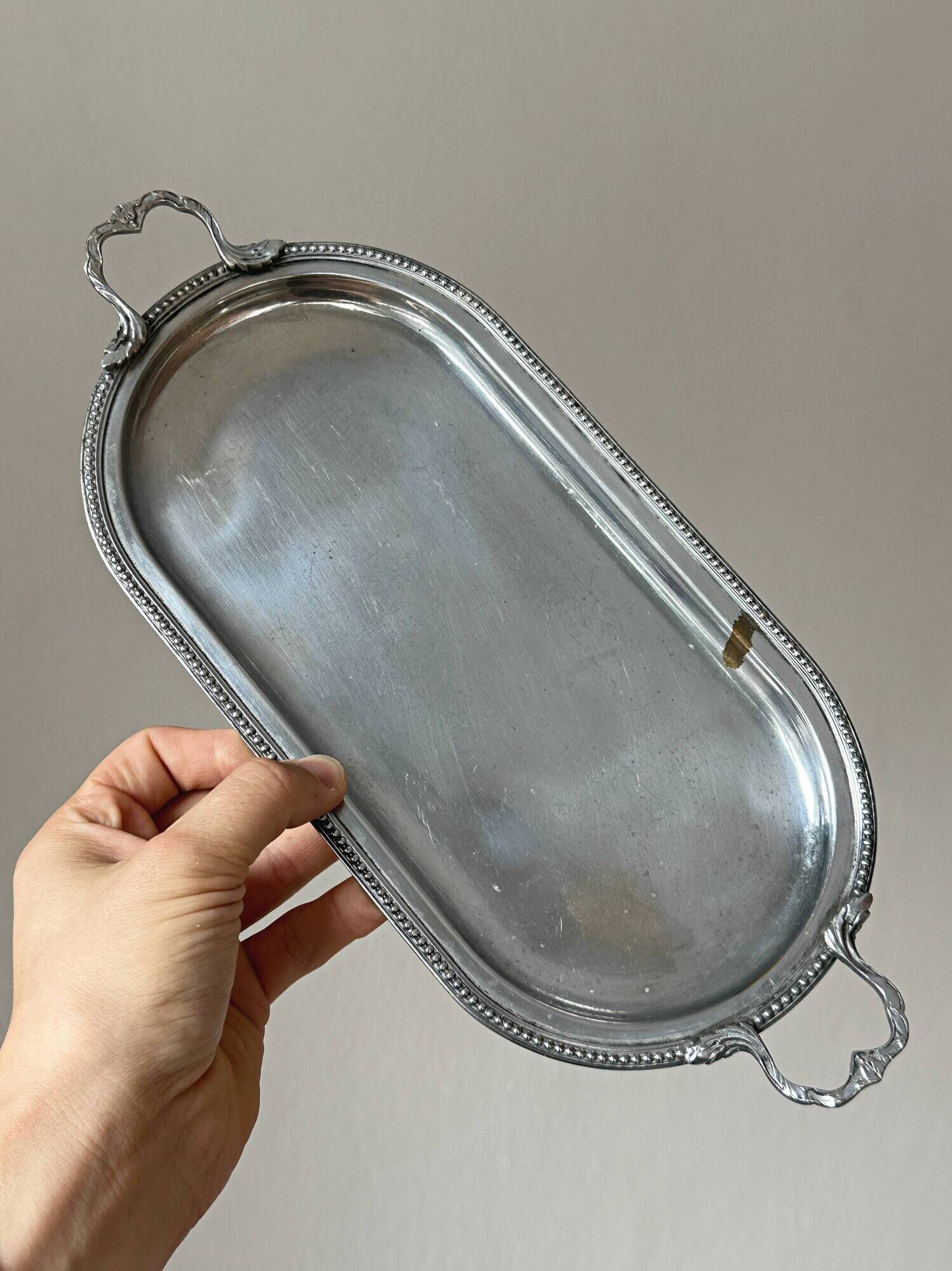 Small antique silver-plated tray –