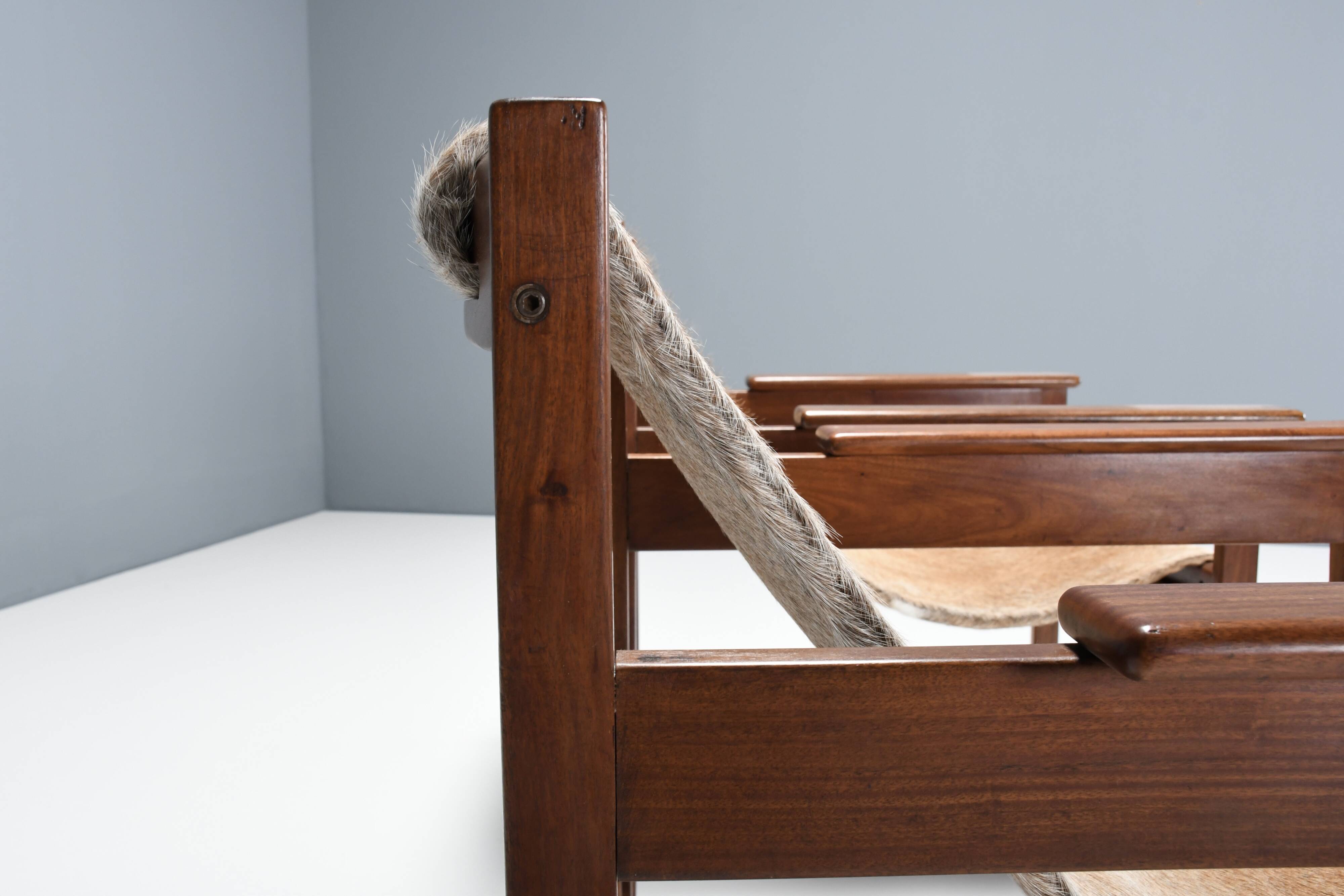 Pair of ‘Lia’ Armchairs by Sérgio Rodrigues, Brazil, 1962, Jacaranda and Cowhide