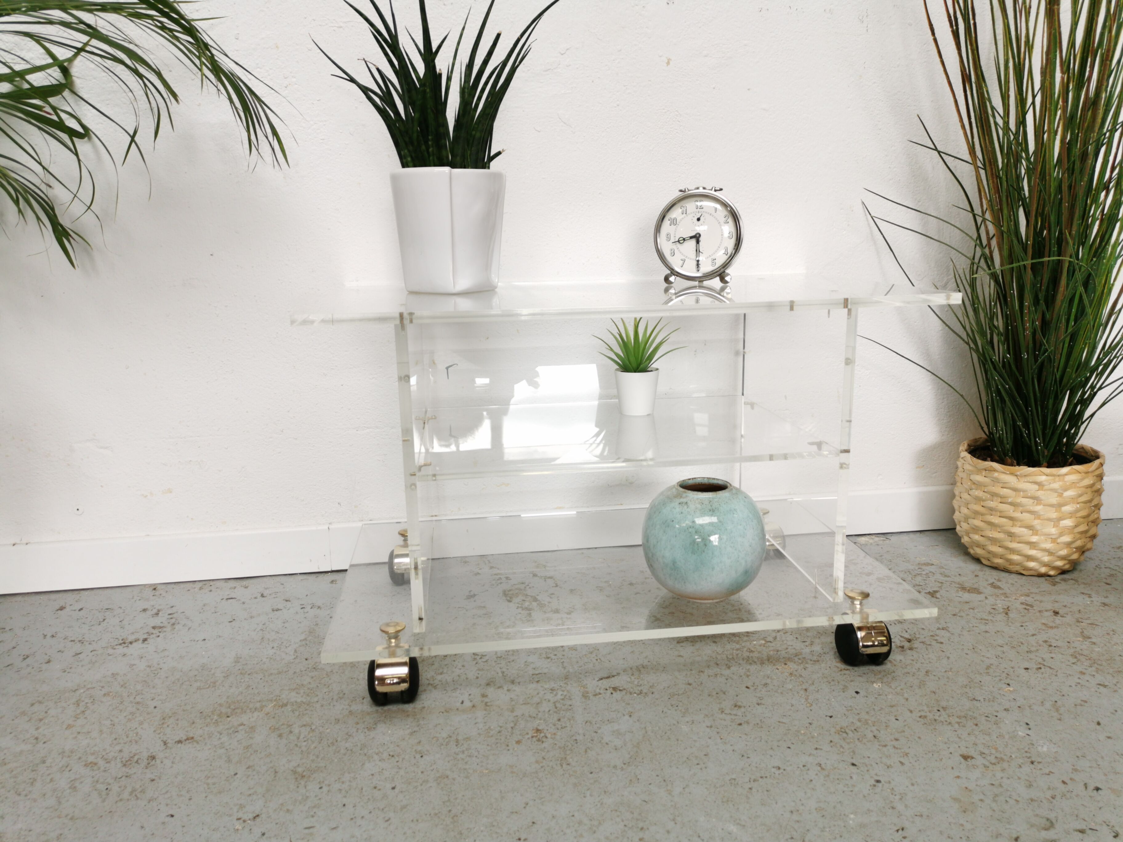 Vintage TV furniture David Lange plexiglass