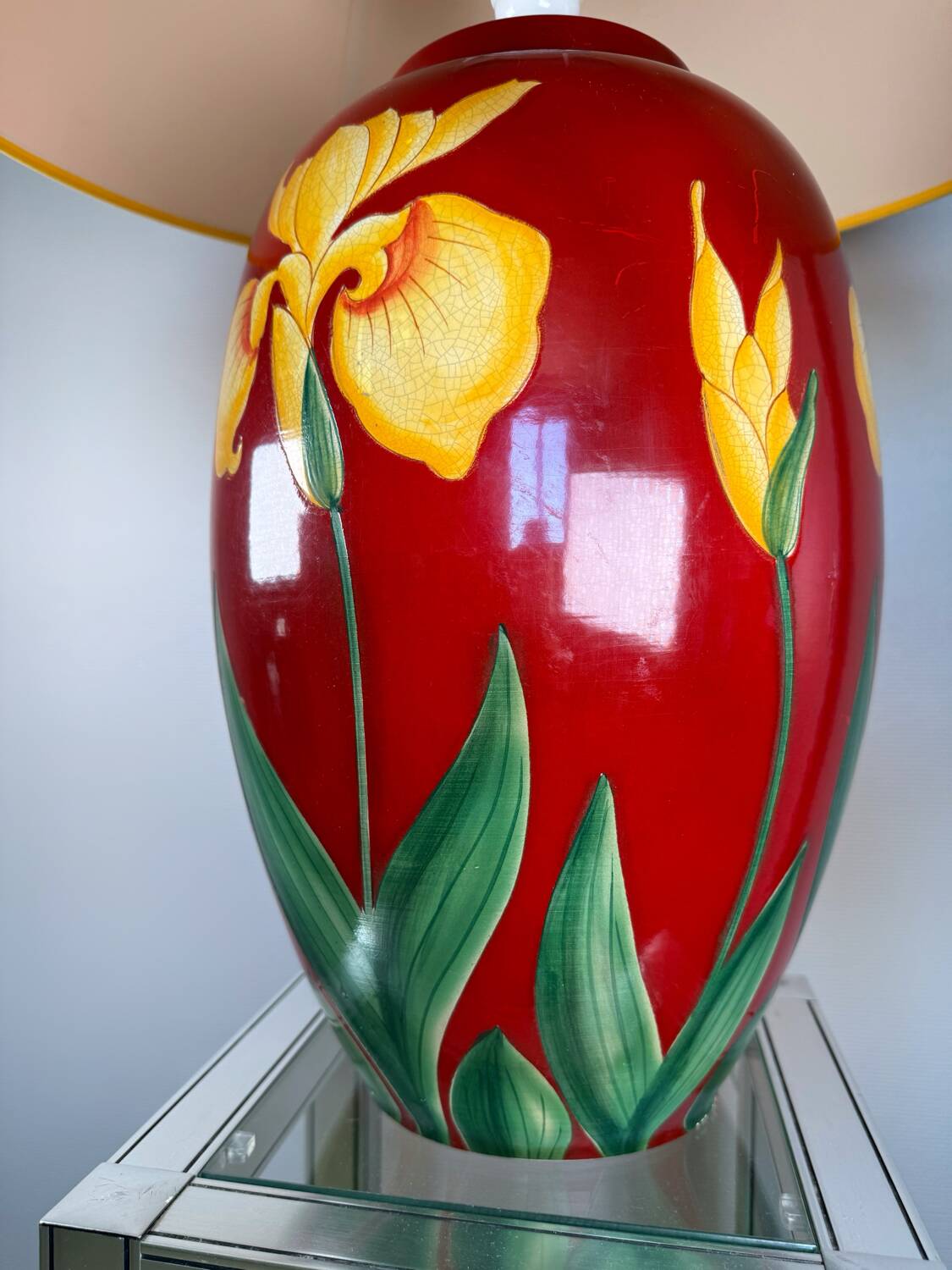 80s Drimmer lamp red ceramic and iris