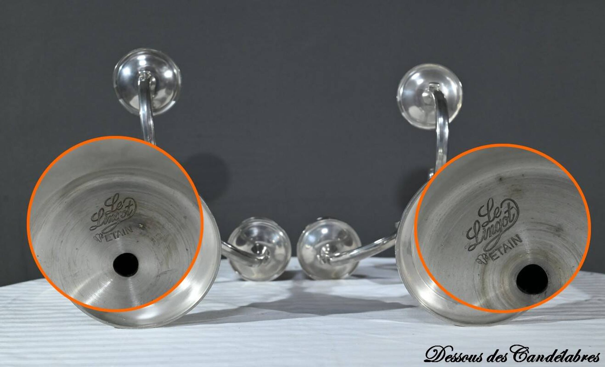 Pair of “Le Lingot” Candelabra in Pewter – Mid 20th Century