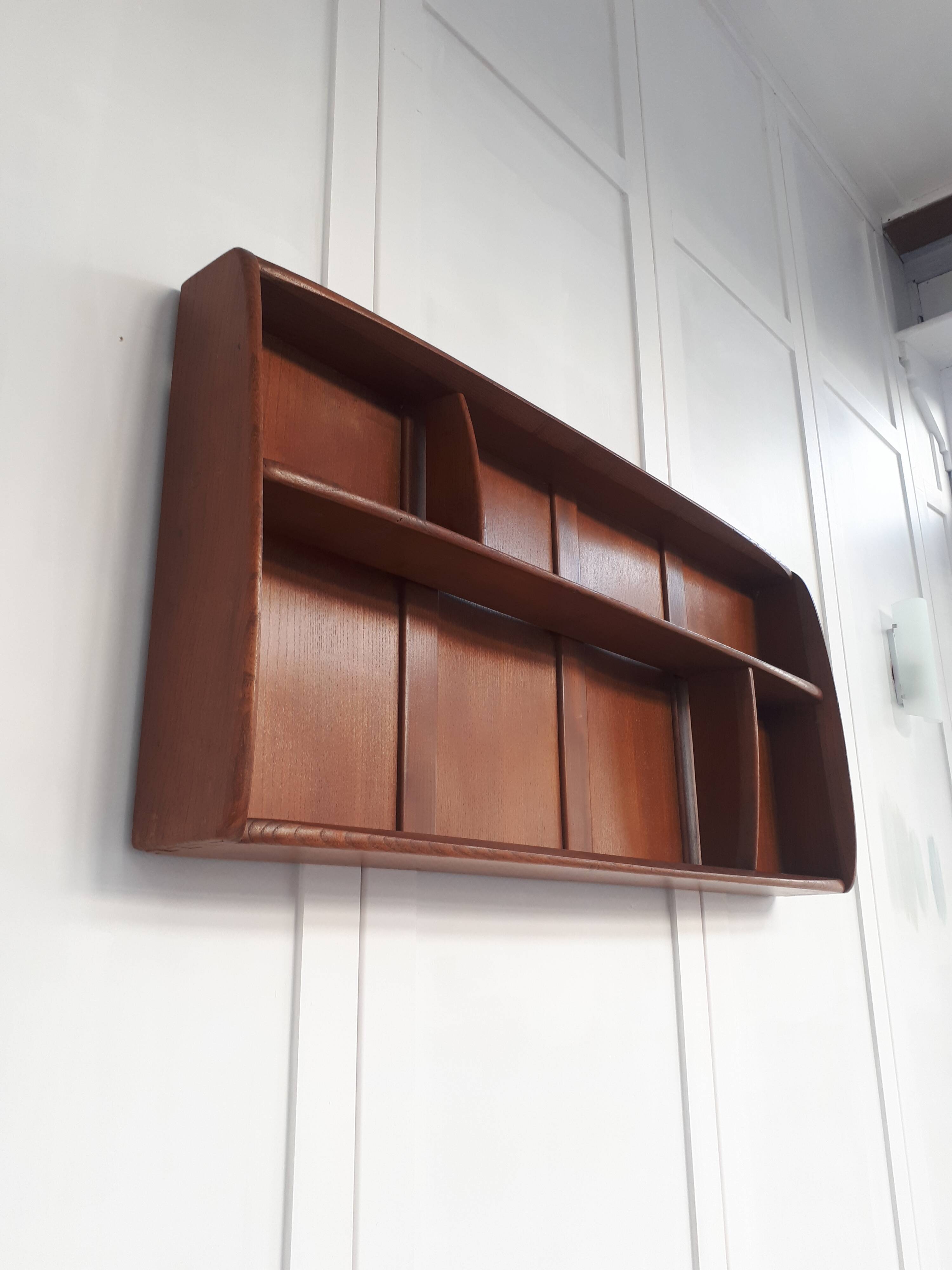 Vintage Ercol solid elm shelf c1960