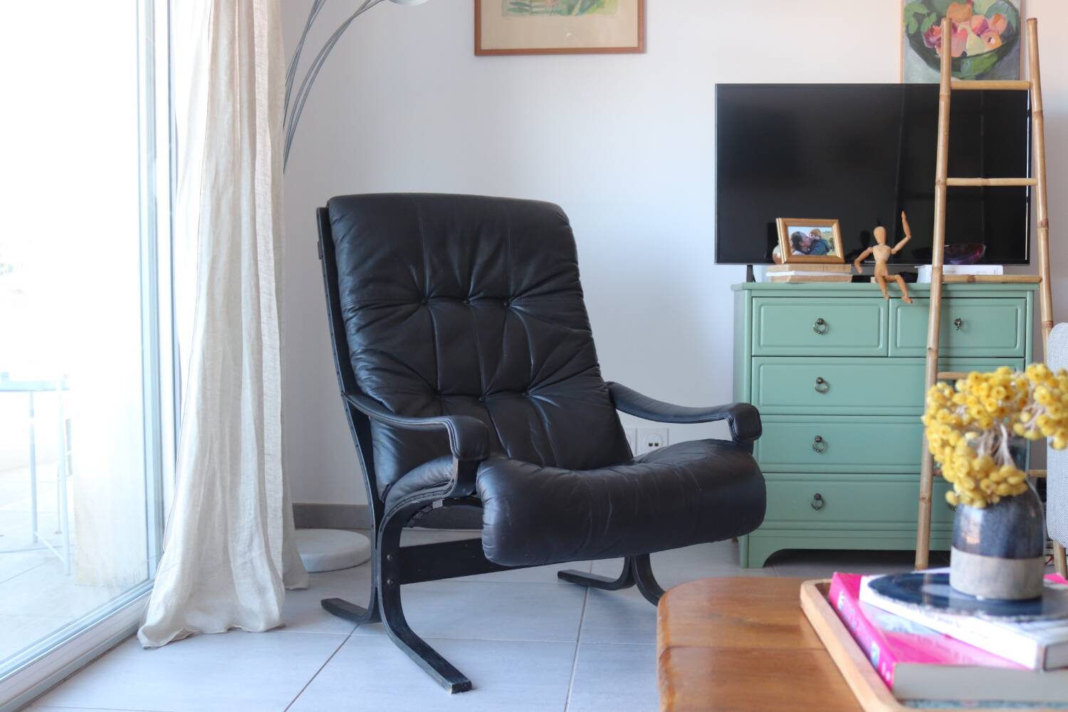 Siesta armchair Westnofa ingmar relling vintage black leather