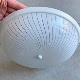 Vintage space age ceiling lamp, plastic striped shade