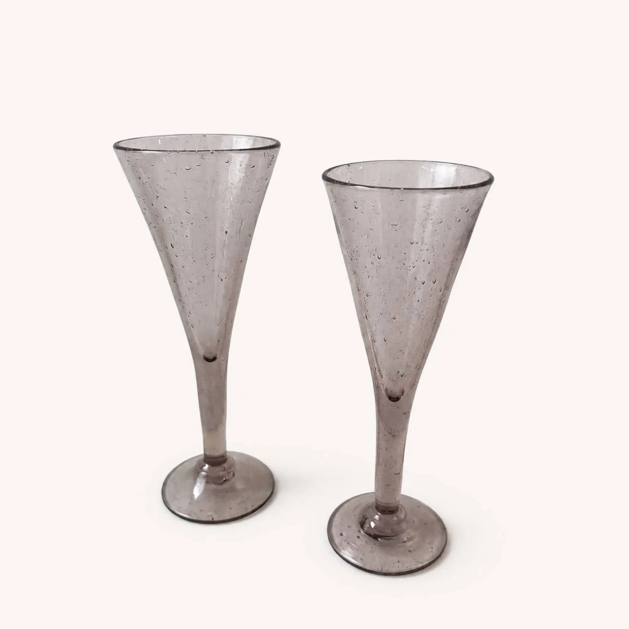 Duo de flûtes à champagne en verre de Biot