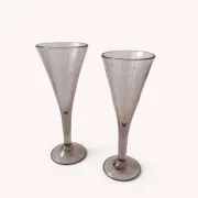 Duo de flûtes à champagne en verre de Biot