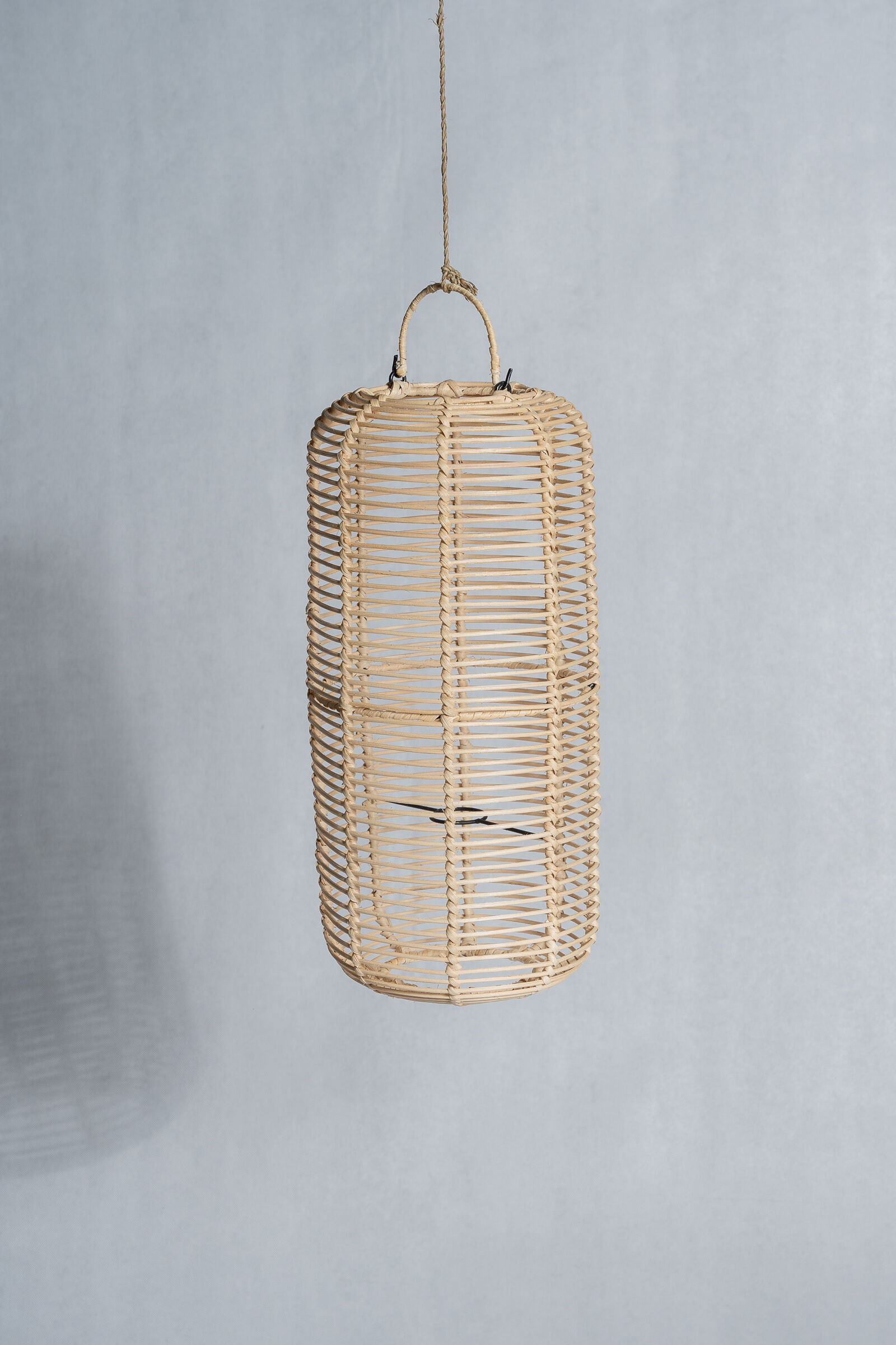 Large lantern-shaped rattan pendant lamp H50 D24
