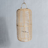 Large lantern-shaped rattan pendant lamp H50 D24
