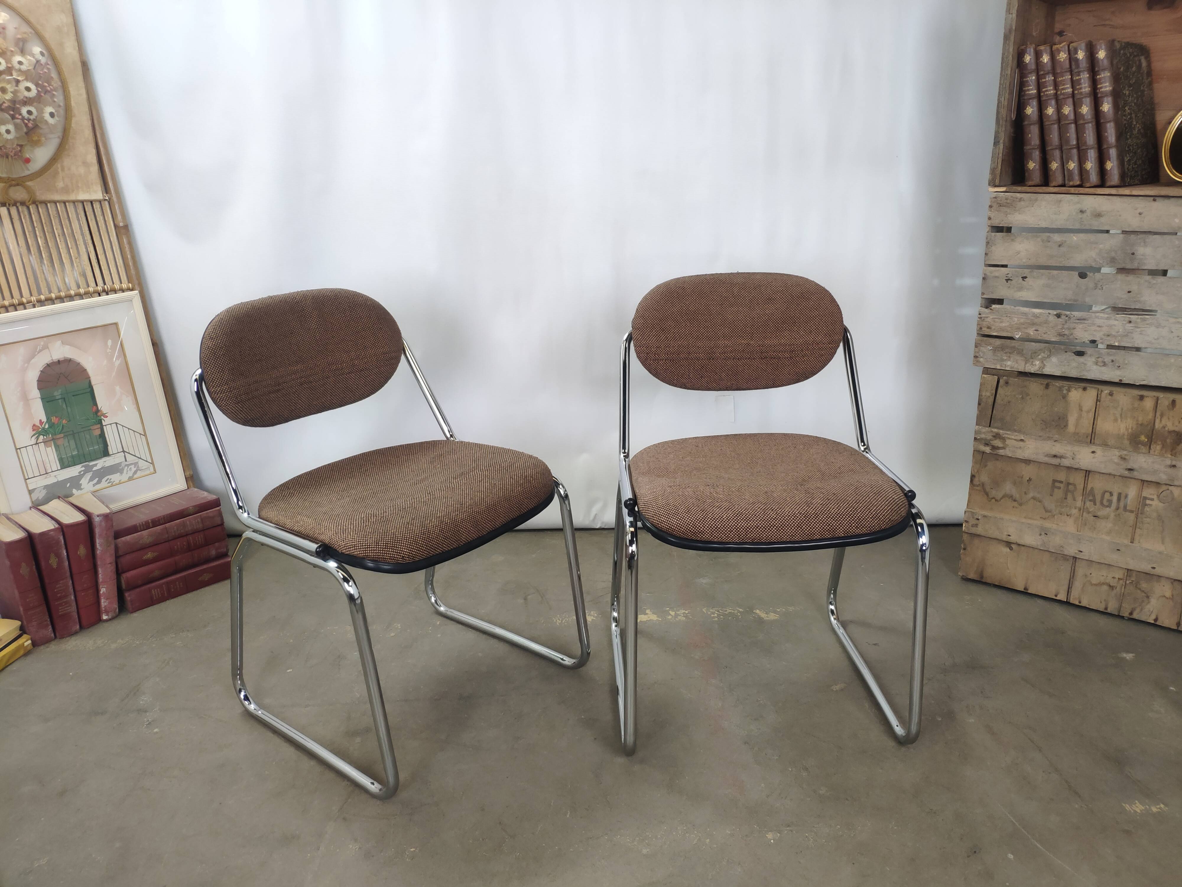 Vintage office chairs fabric and chrome