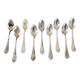 Série de 9 petites cuillères en métal argenté, modèle iris, art nouveau, Maitre-orfèvre Ercuis