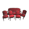 Salon Napoleon III 19 eme canapé 3 places et 4 chaises parfait etat bois noirci tissu rouge