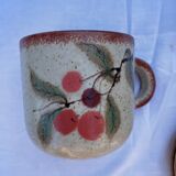 Set of 3 cups and plates in painted sandstone