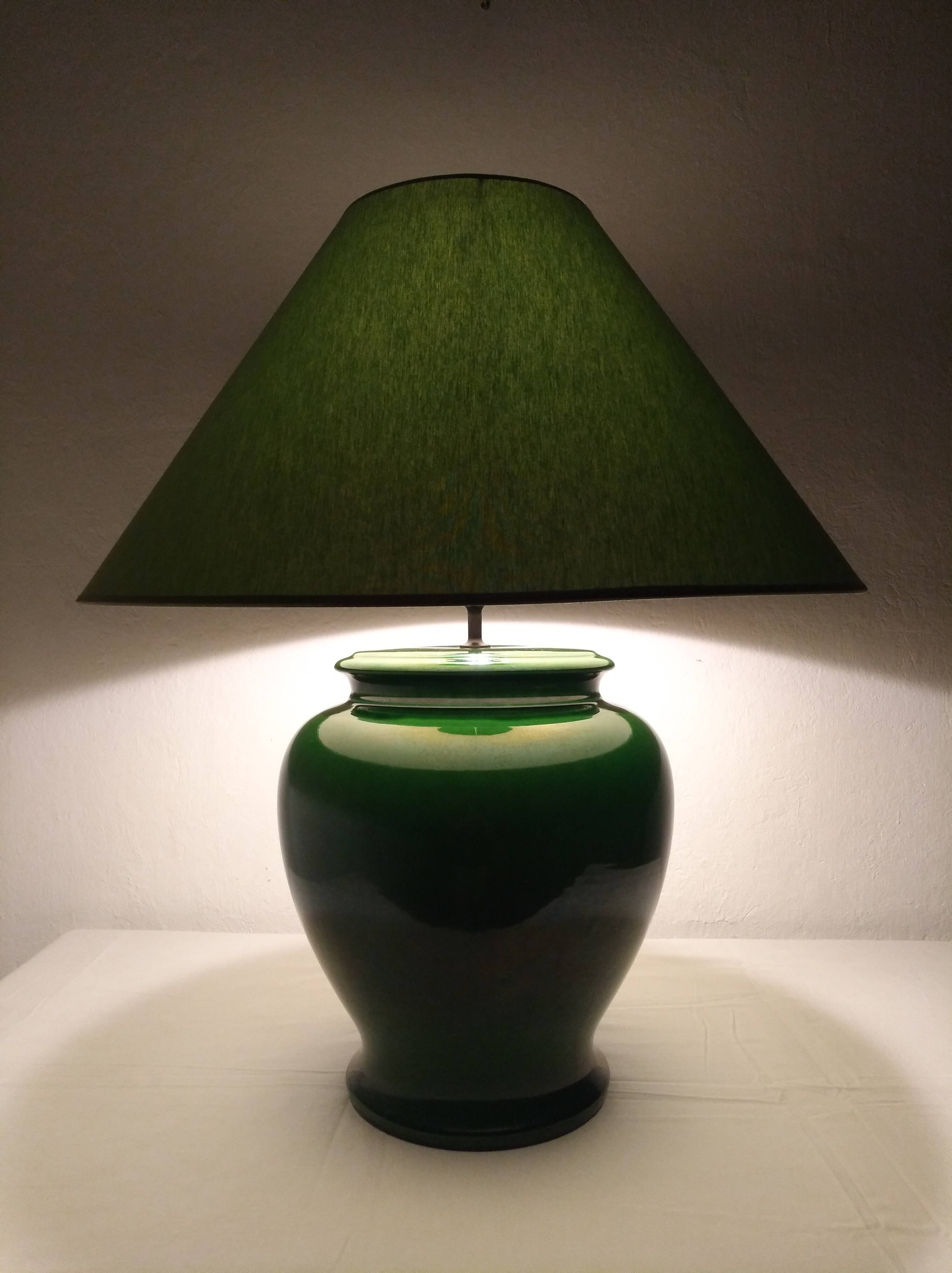 XL lamp in green earthenware from the 70s/80s