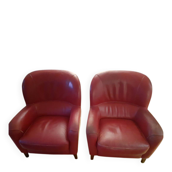 Fauteuils Club Roche Bobois Cuir Pleine Fleur
