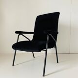 1960s vintage black velvet armchair