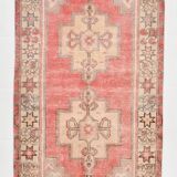 4x8 Red Cream Handmade Oriental Vintage Rug, 117x230Cm
