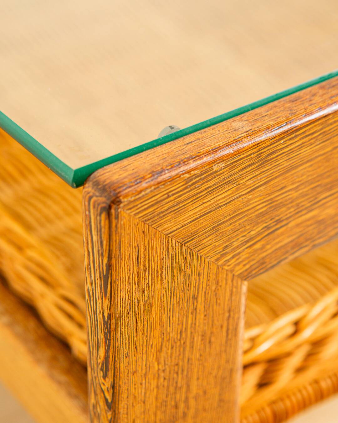 Dutch coffee table in wenge and wicker 60's