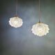 Pair of frosted glass pendant lights, artichoke-shaped, 1960s.