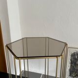 Vintage metal and glass side table