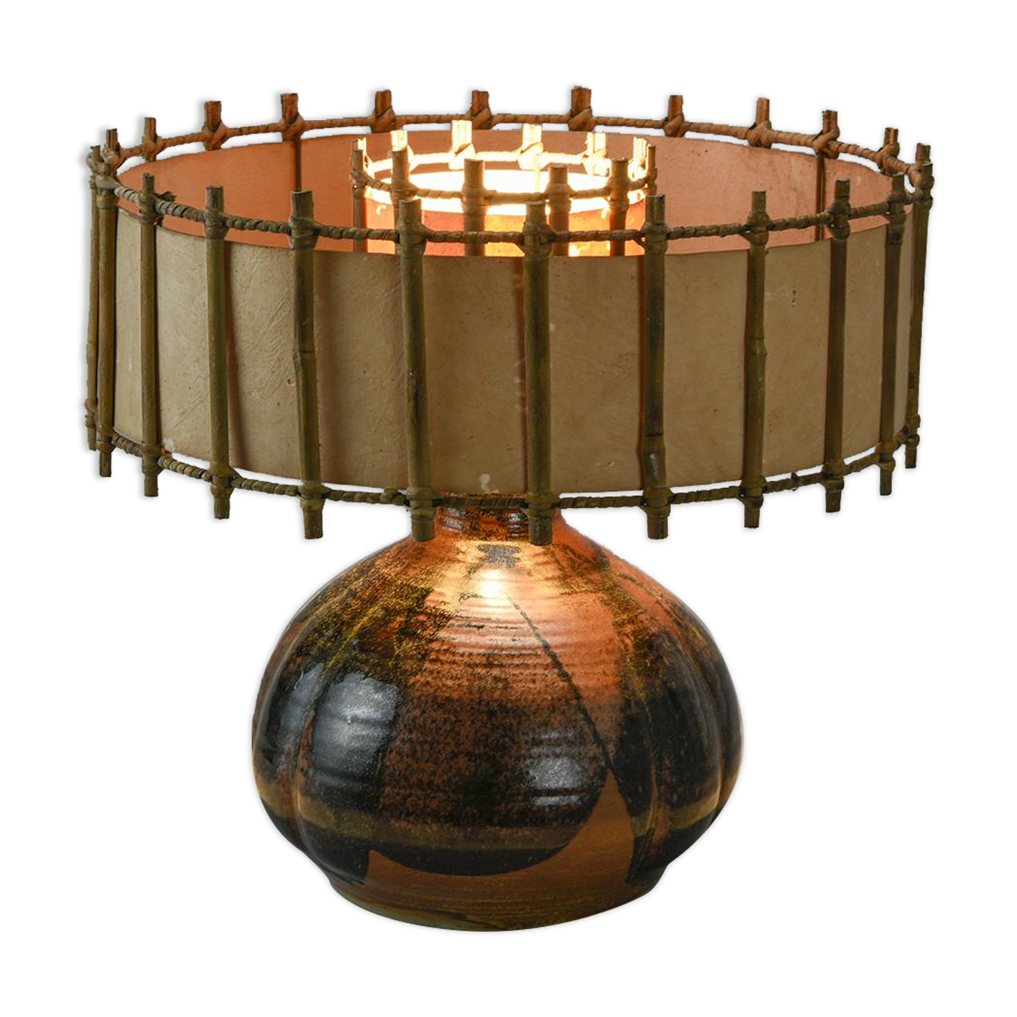 table lamp in enamelled stoneware, france circa 1960