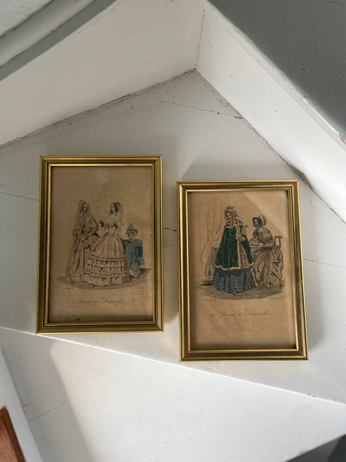 2 frames with old engravings “journal des demoiselles”