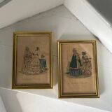 2 frames with old engravings “journal des demoiselles”