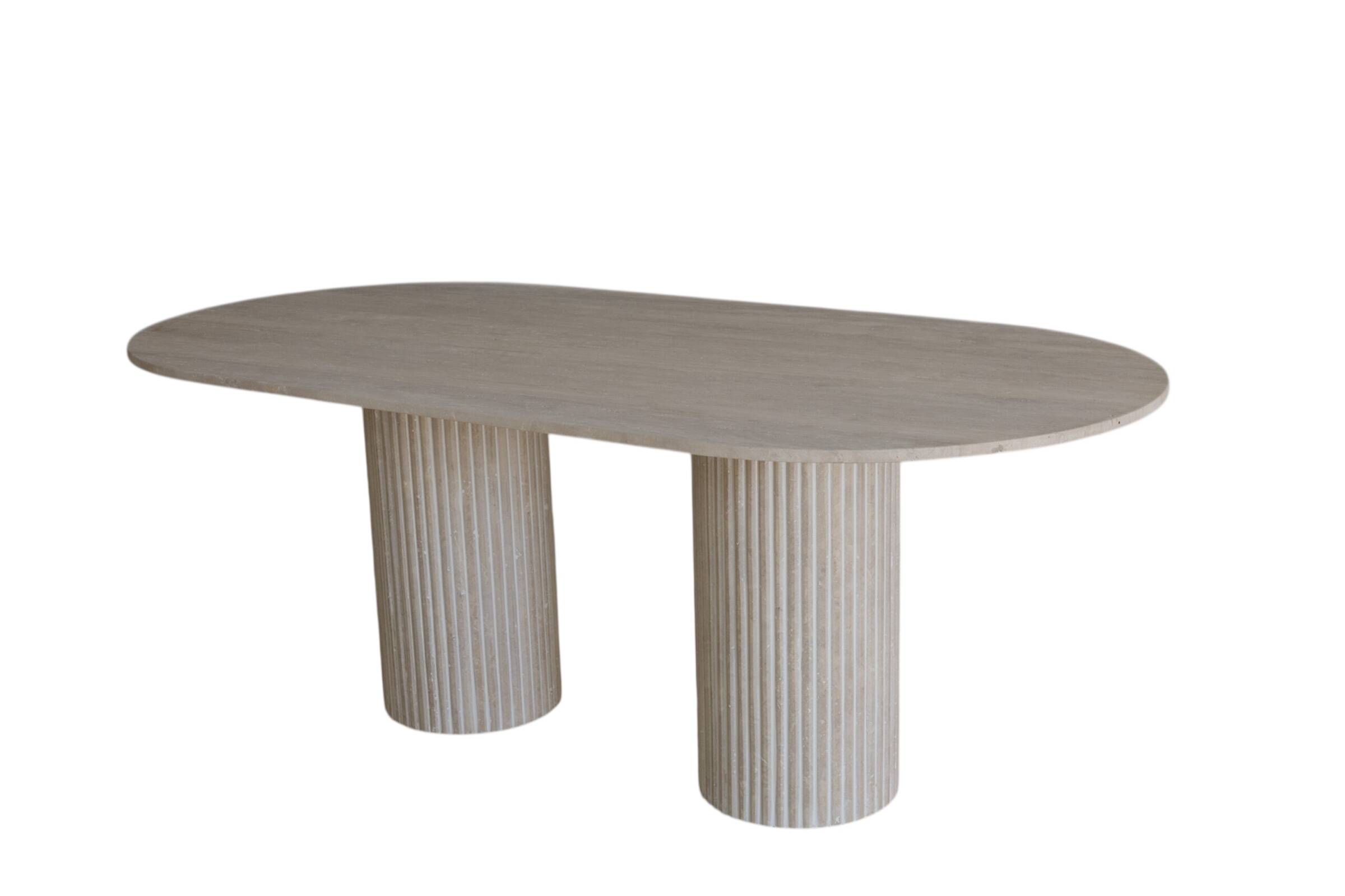 Olya Oblong Dining Table - Natural Travertine