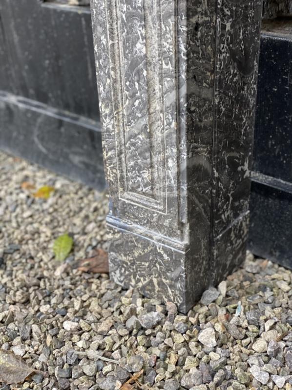 Louis XVI Style Fireplace In Marble Grey Saint Anne And White De Carrara