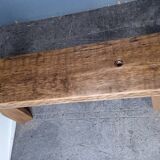 Pair of 2 patinated solid wood benches / stools