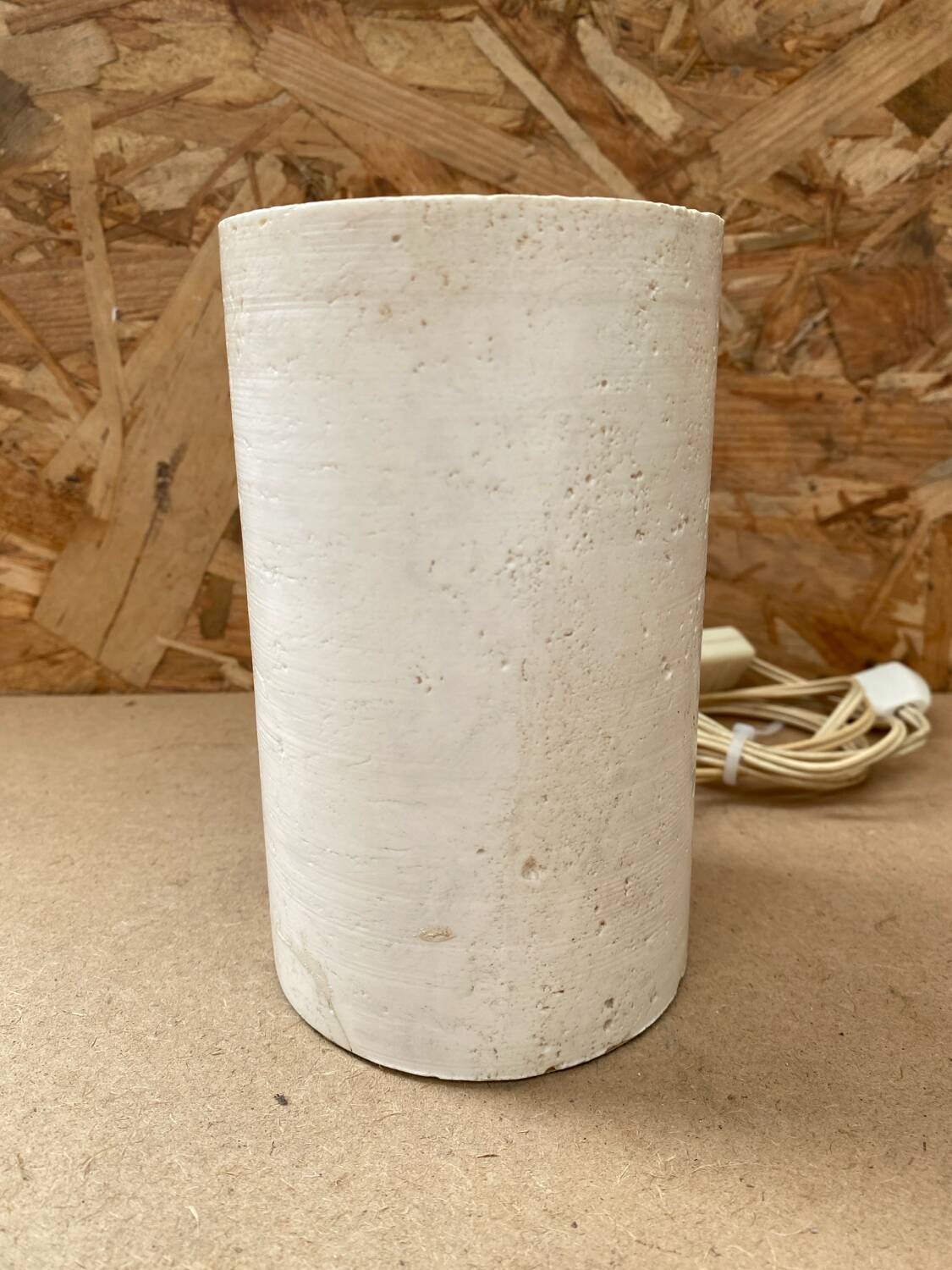Antique vintage polished stone cylinder lamp